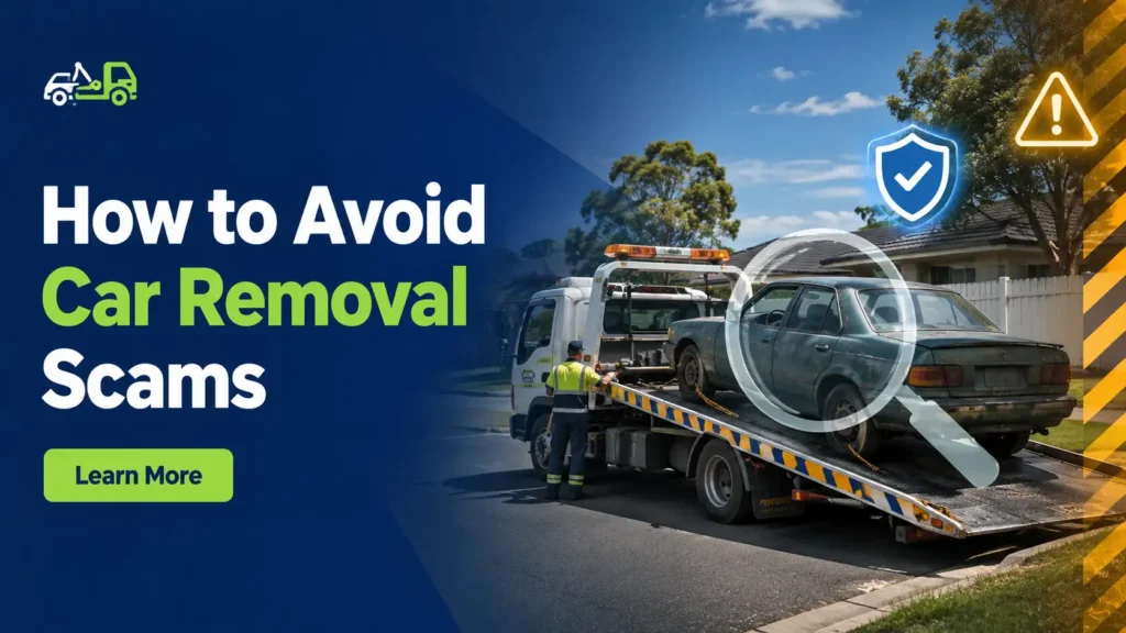 Infographic illustrating tips to avoid car removal scams